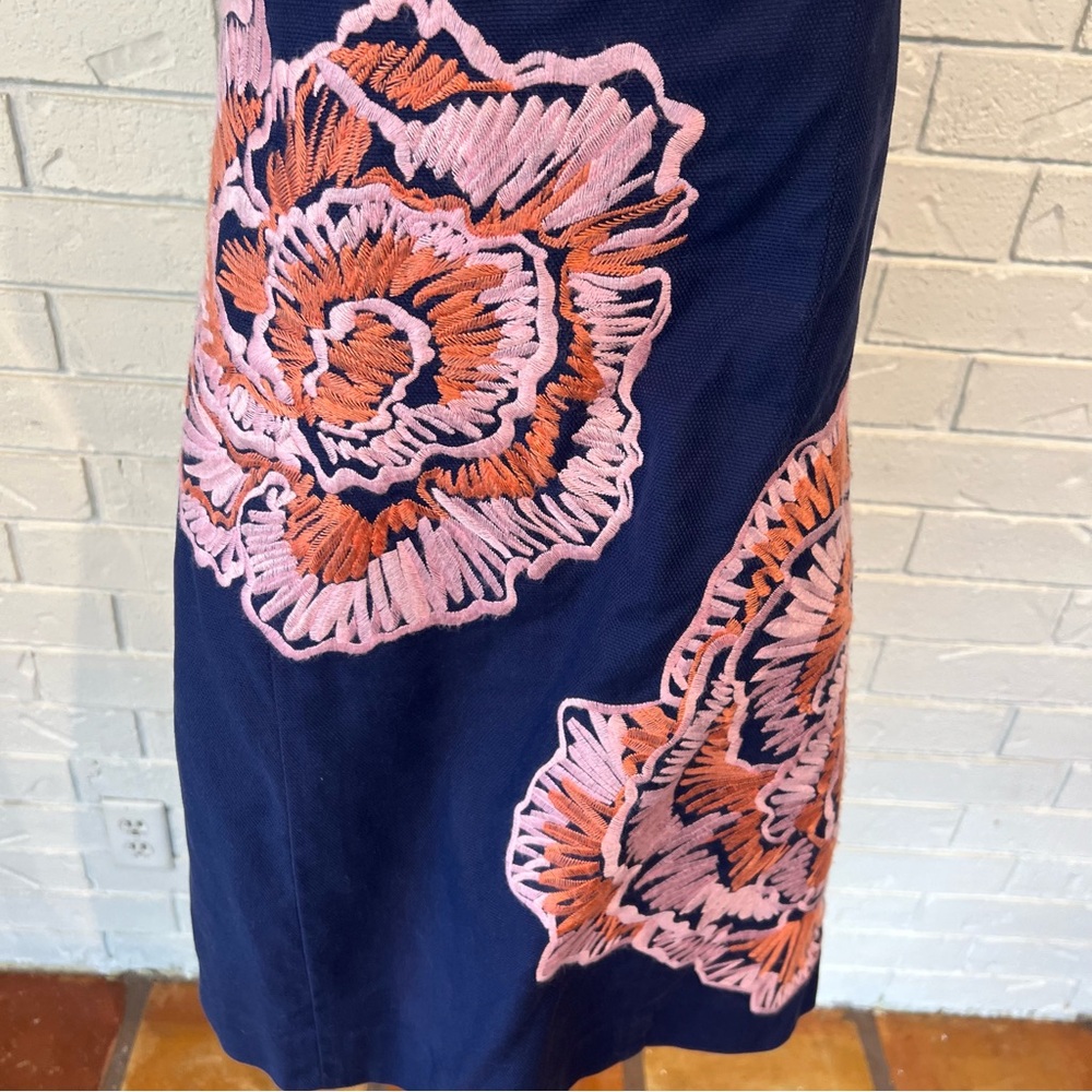 Lilly Pulitzer Navy Embroidered Bowen Floral Strapless Dress Women’s 8 - Picture 3 of 13